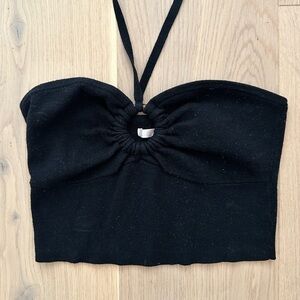 cropped black halter top
